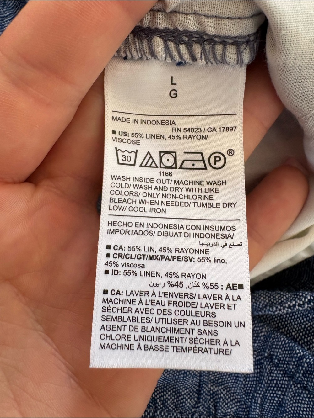 Old Navy Chambray Blue Linen Wide Leg Pants Travel Coastal Resort Cruise Vacay L - Picture 7 of 10